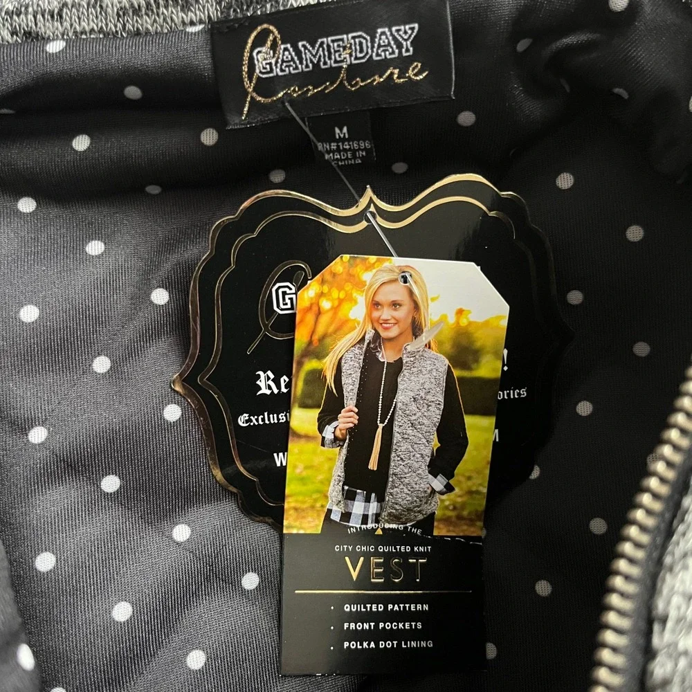 Gameday Couture‎ Baylor Bears Vest Quilted Full Zip Pockets Gray M